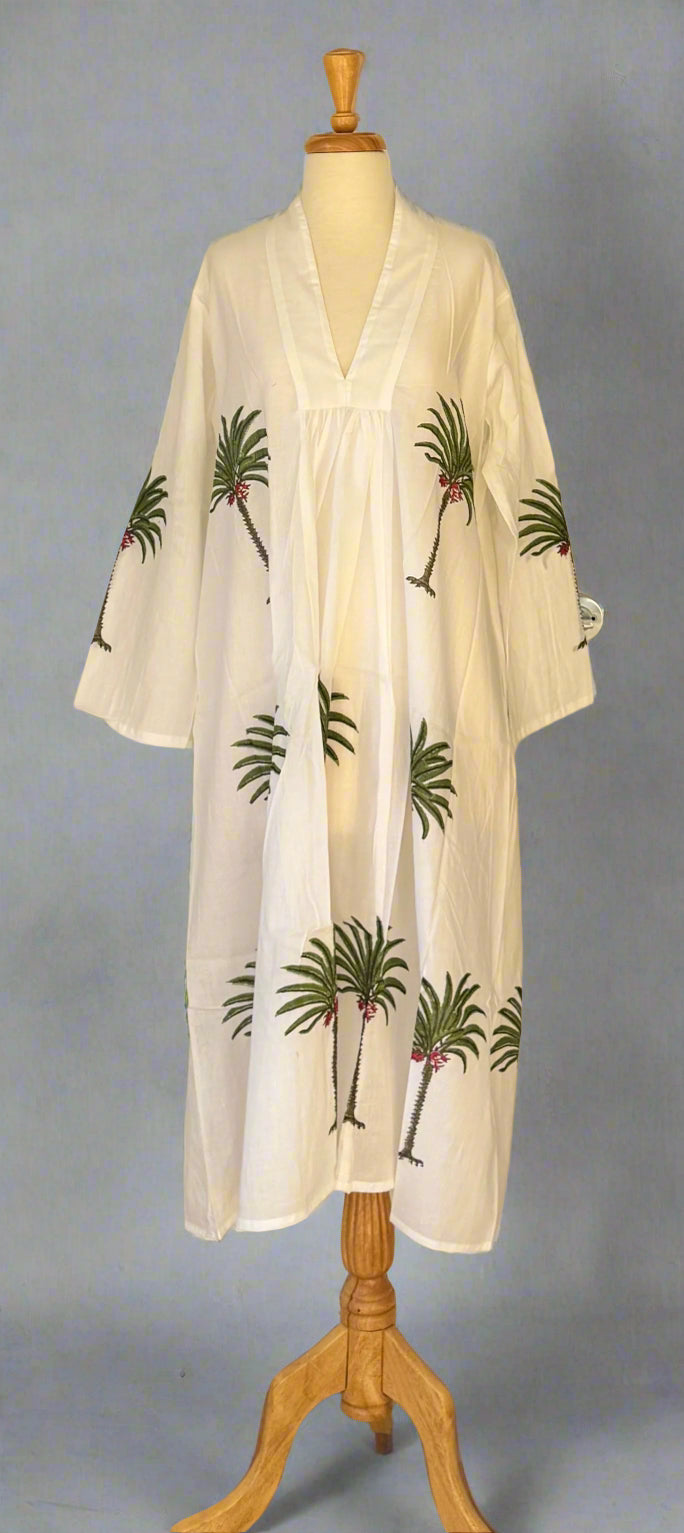 Palm tree v-neck dress