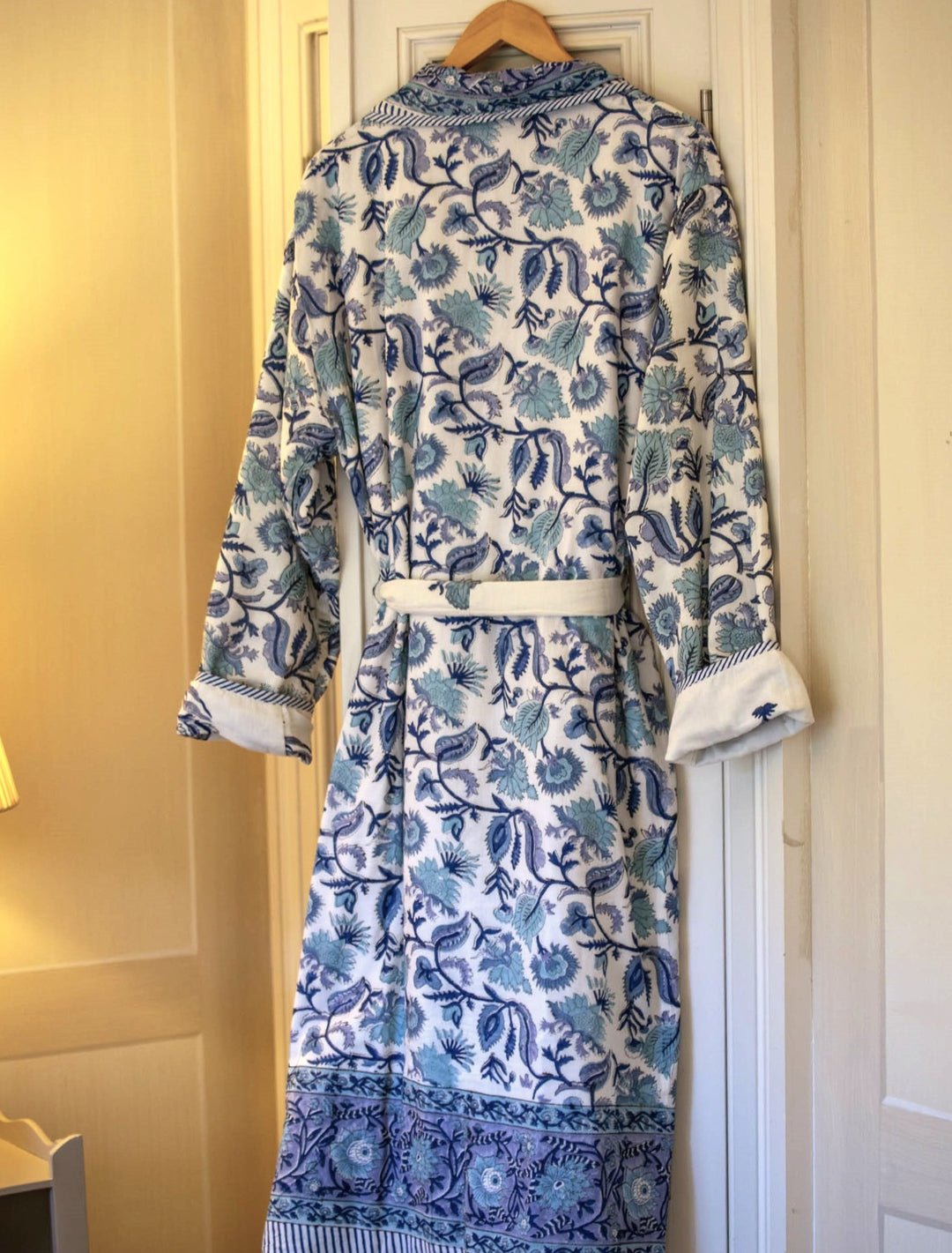 Palladio block-print, quilted reversible dressing gown