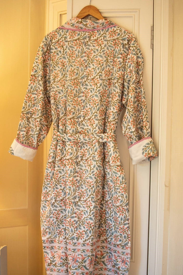 Camilla block-print, quilted reversible dressing gown