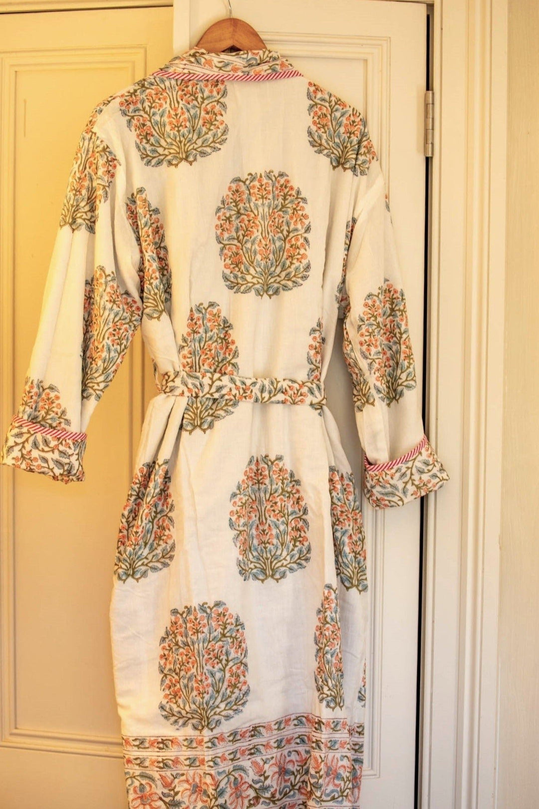 Camilla block-print, quilted reversible dressing gown