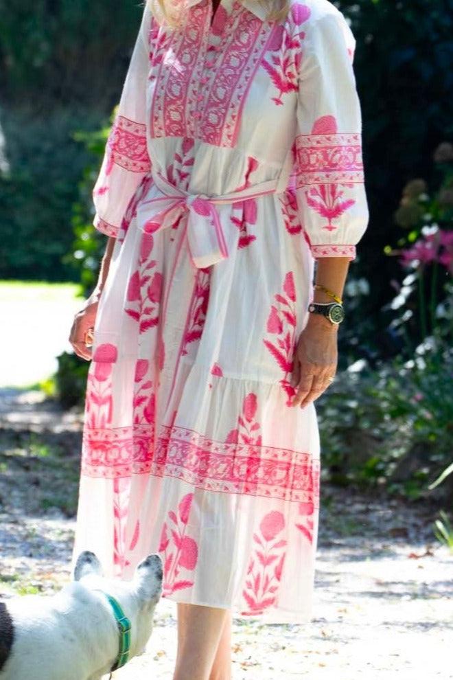 Summer cotton dress. Block print. Ethical manufacturing.  Small batch.