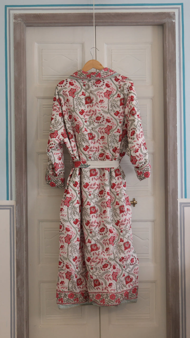 Bikaneer block-print, quilted reversible dressing gown