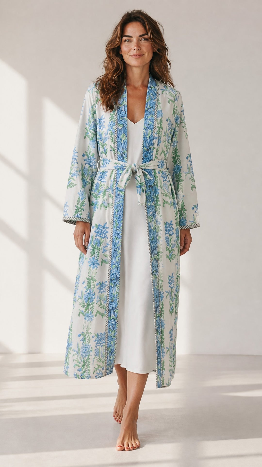 Shimla block-print, quilted reversible dressing gown