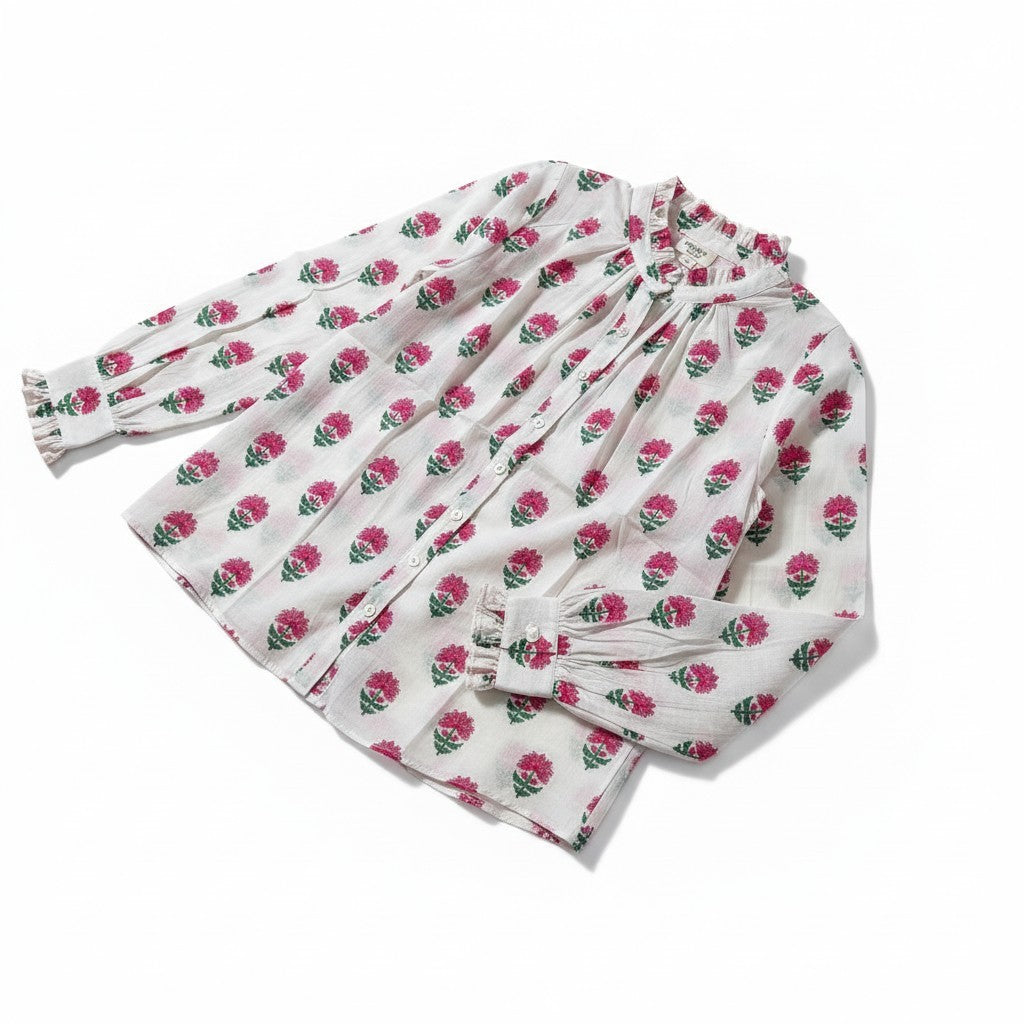 Boota print shirt - hot pink and green