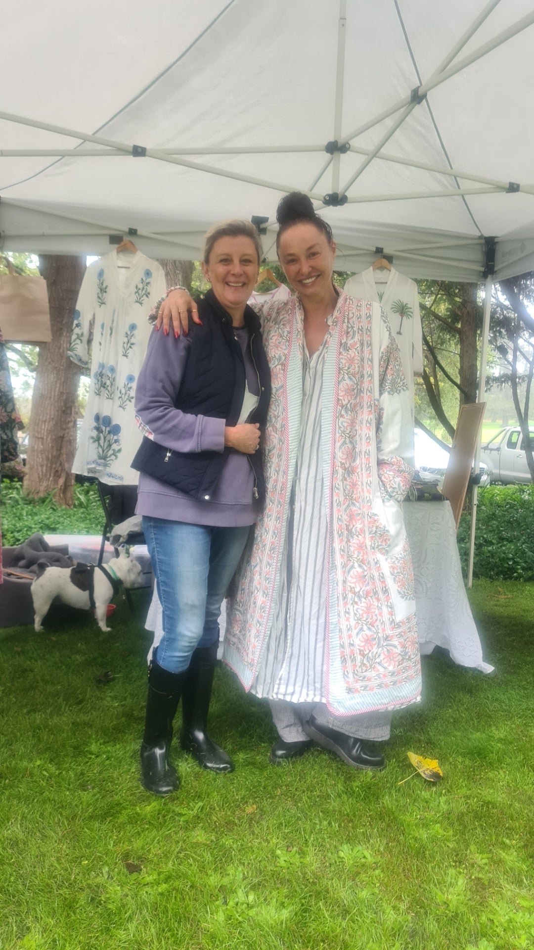 Camilla block-print, quilted reversible dressing gown