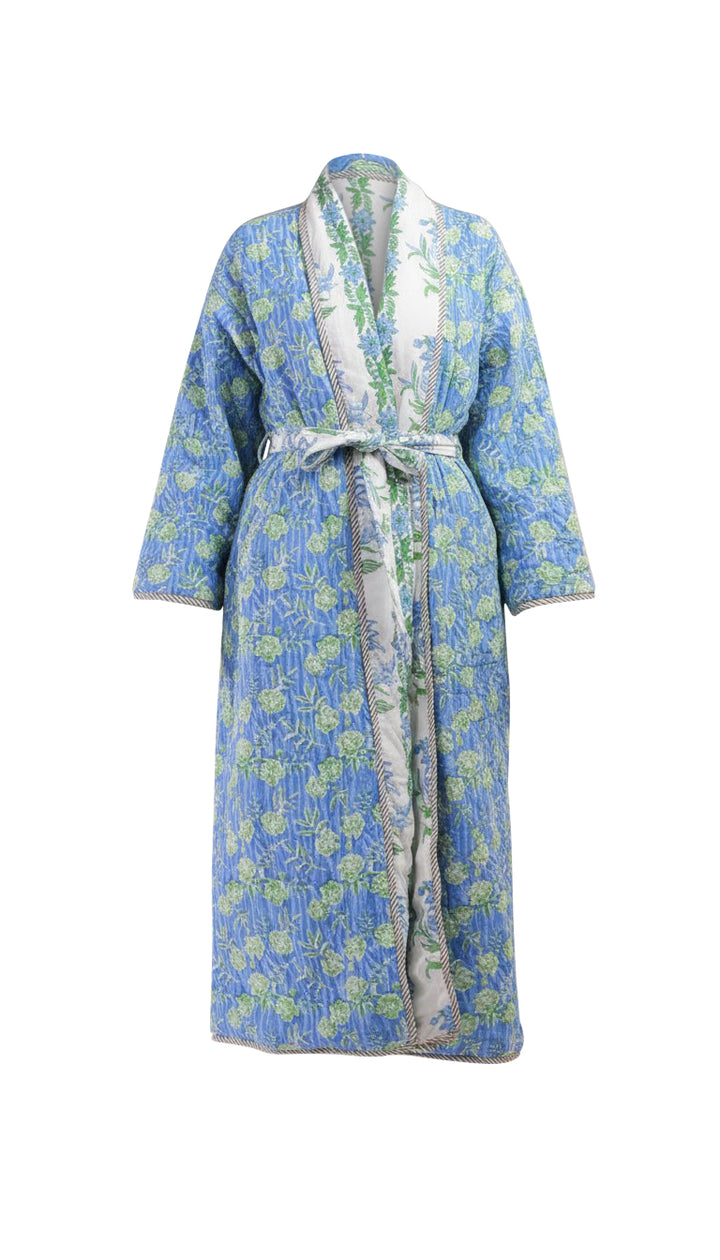 Shimla block-print, quilted reversible dressing gown