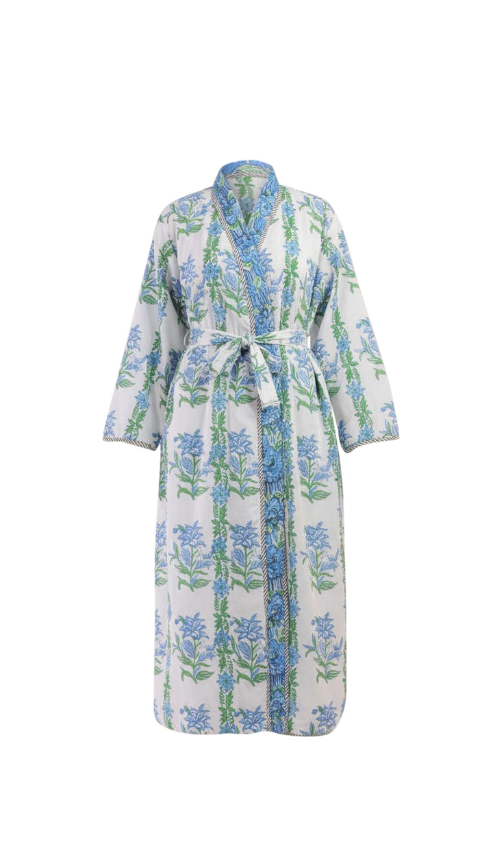 Shimla block-print, quilted reversible dressing gown