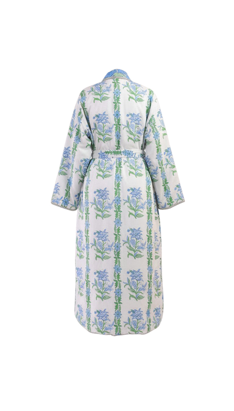Shimla block-print, quilted reversible dressing gown