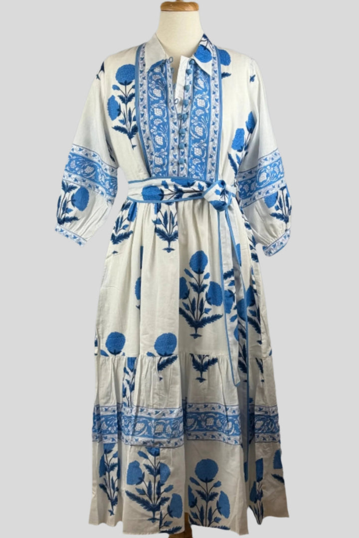 Blue Mughal Print Dress