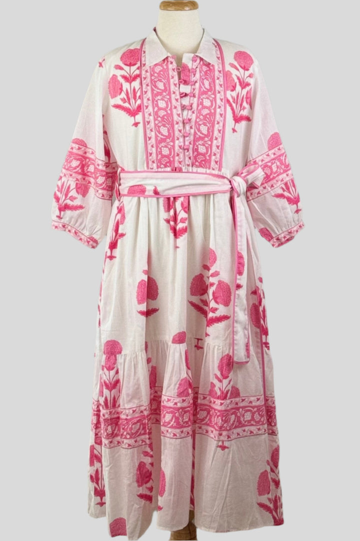 Hot Pink Mughal Print Dress