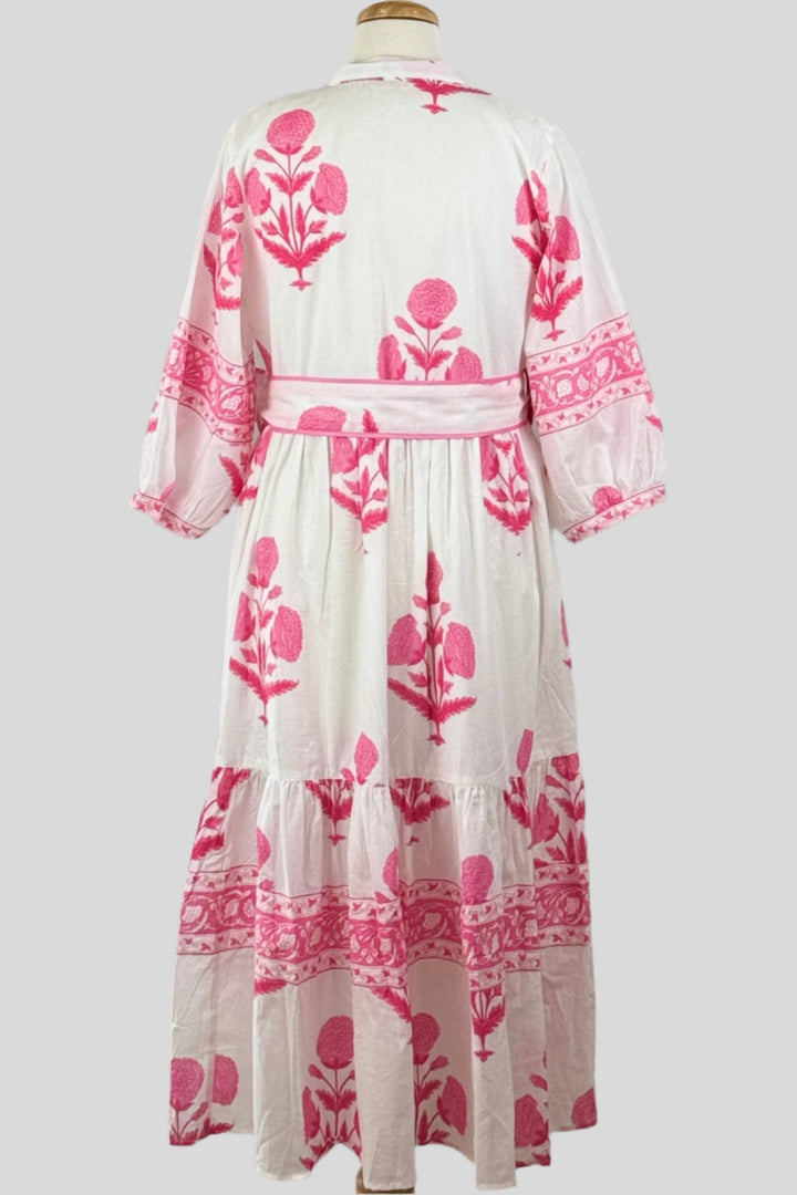 Hot Pink Mughal Print Dress