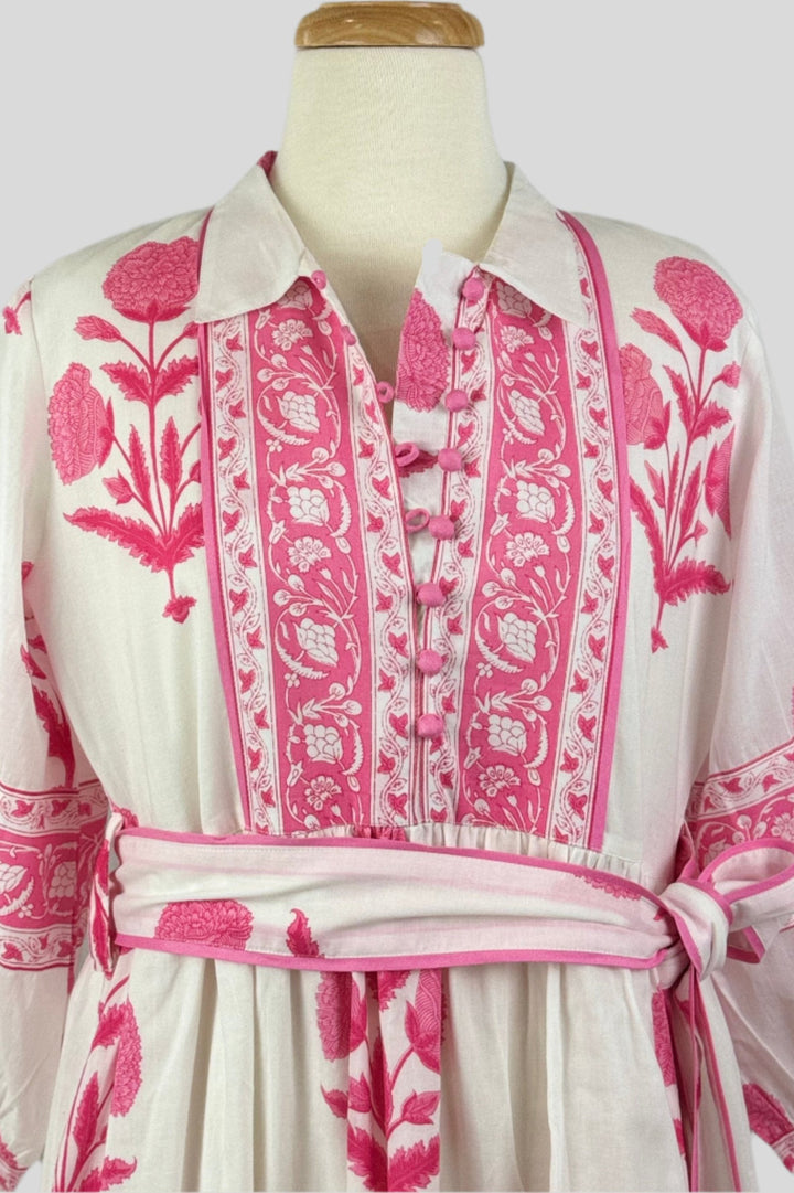 Summer cotton dress. Block print. Ethical manufacturing.  Small batch.