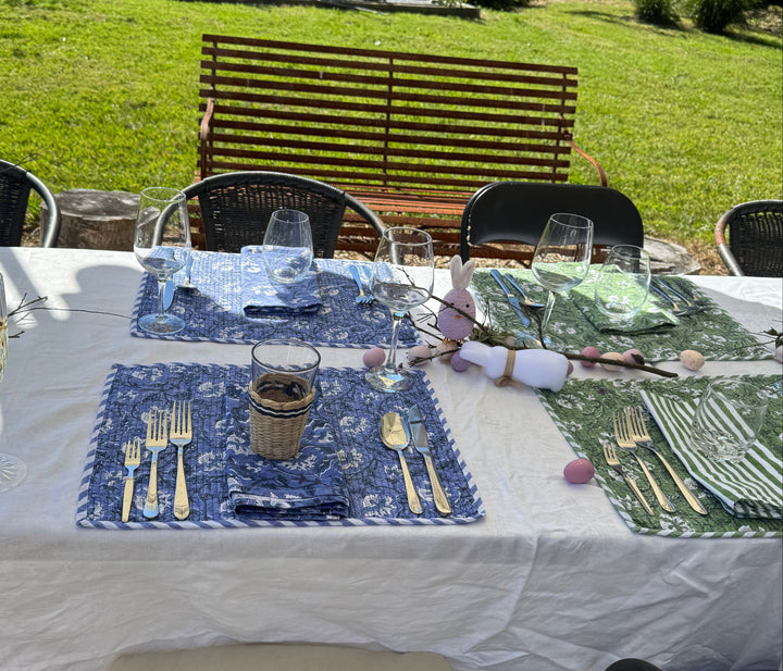 Placemat and napkin sets - blue and white