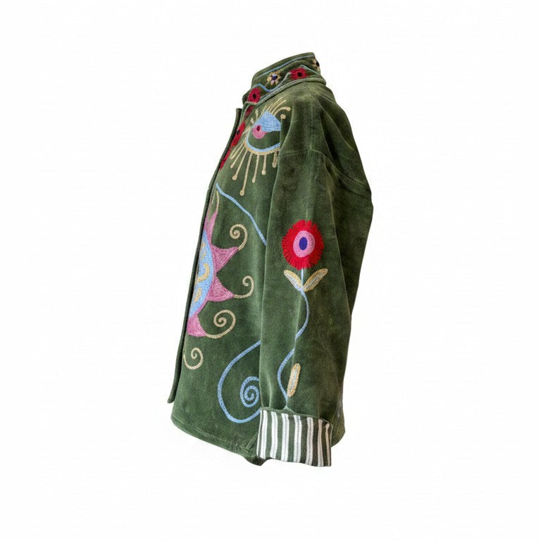 Green and Red - Embroidered Suzani Patterned Jacket