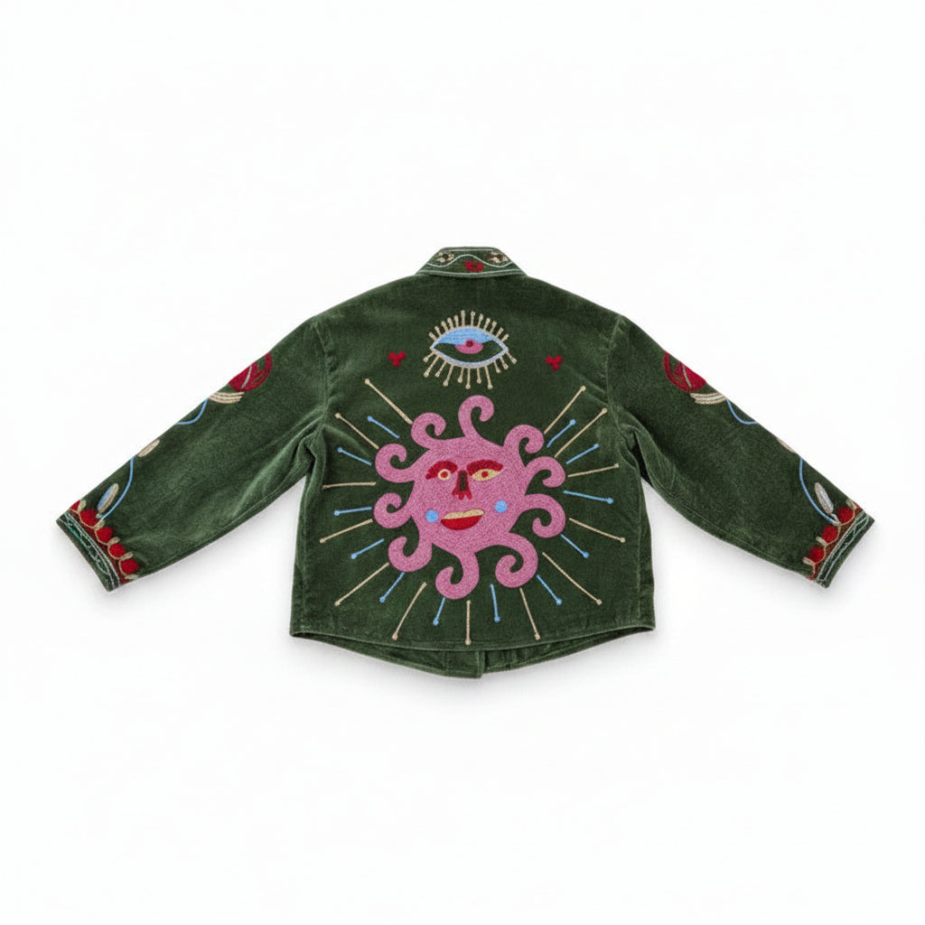 Green and Red - Embroidered Suzani Patterned Jacket