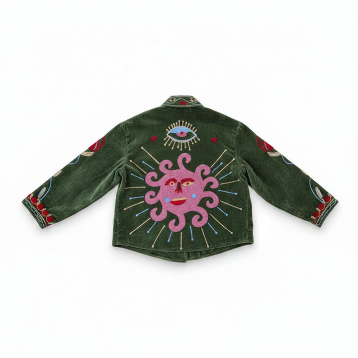 Green and Red - Embroidered Suzani Patterned Jacket