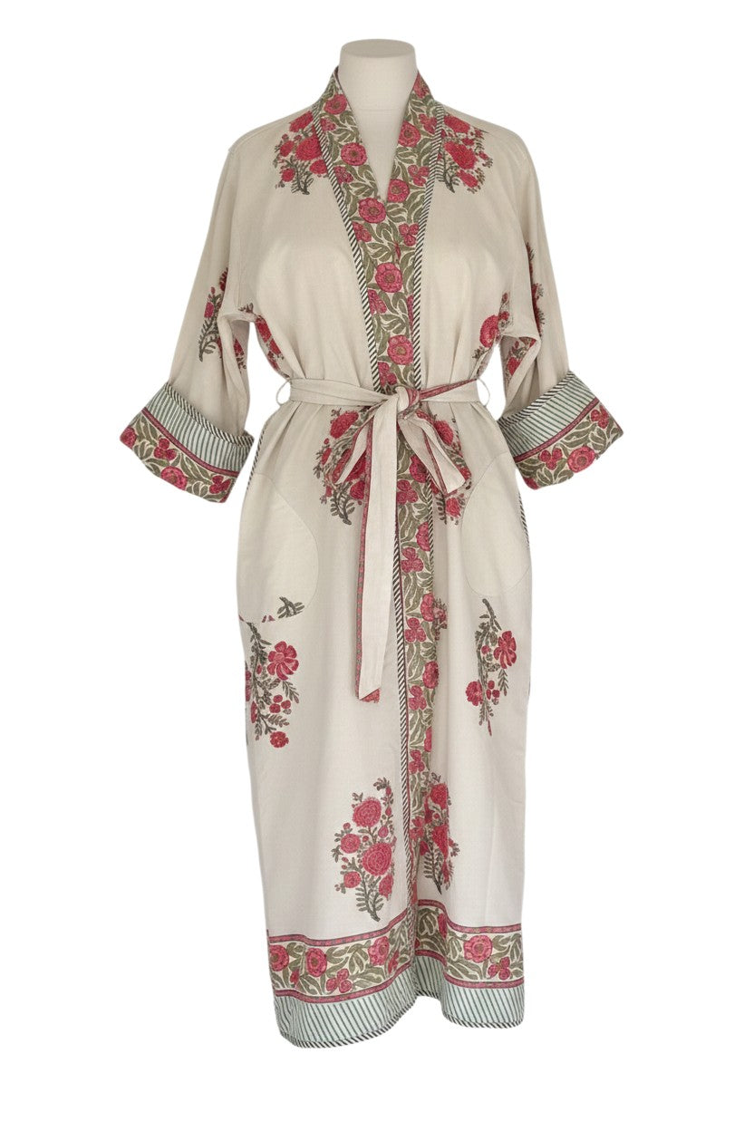 Bikaneer block-print, quilted reversible dressing gown
