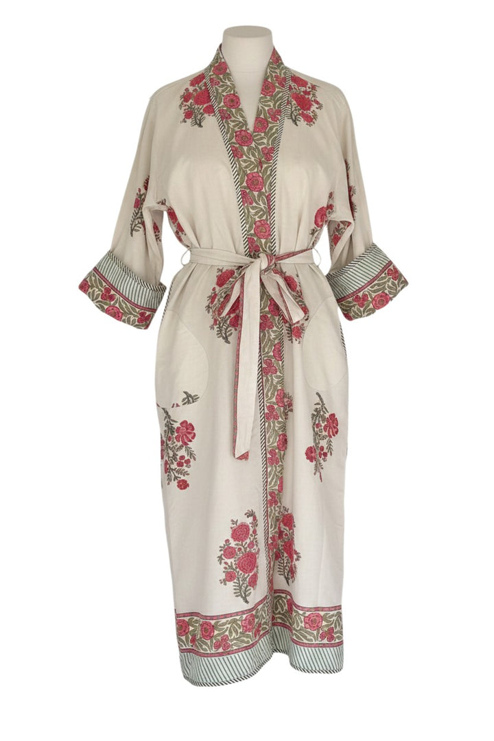 Bikaneer block-print, quilted reversible dressing gown