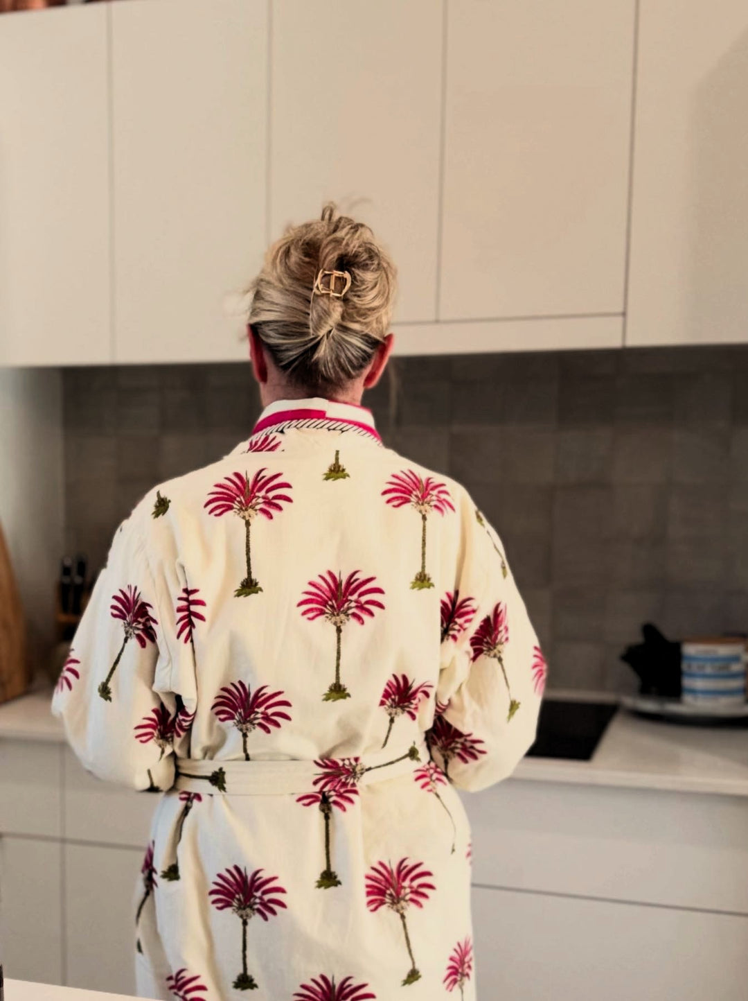 Jaipur block-print, quilted reversible dressing gown