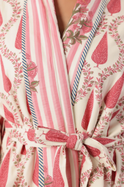 Sarv block-print, quilted reversible dressing gown