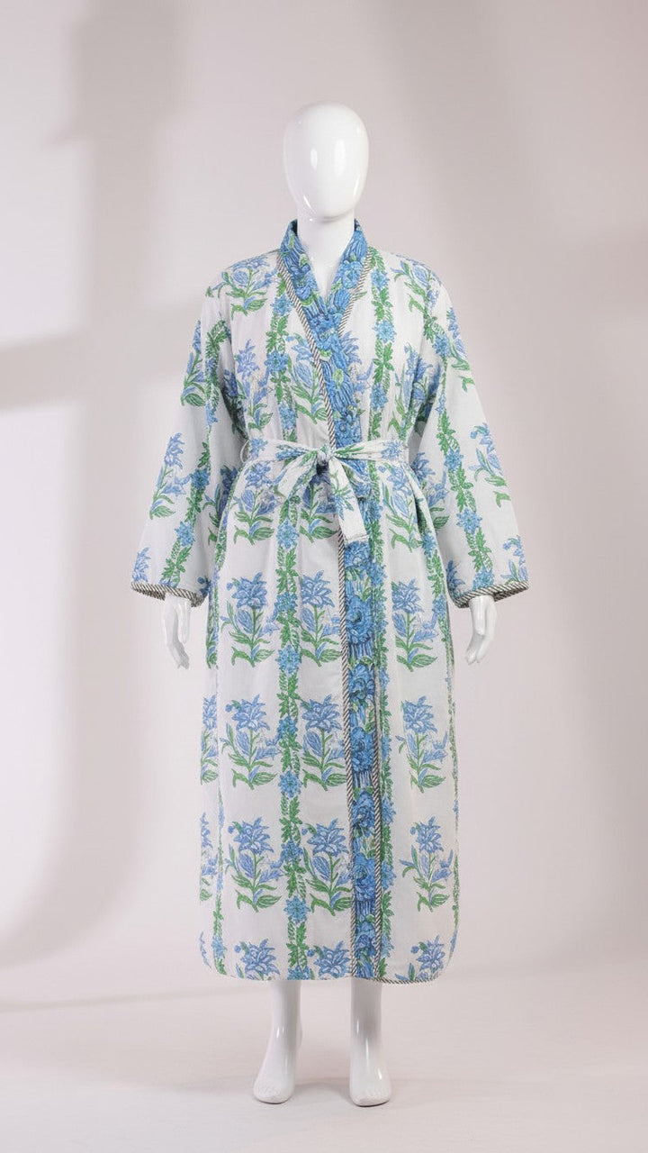 Shimla block-print, quilted reversible dressing gown