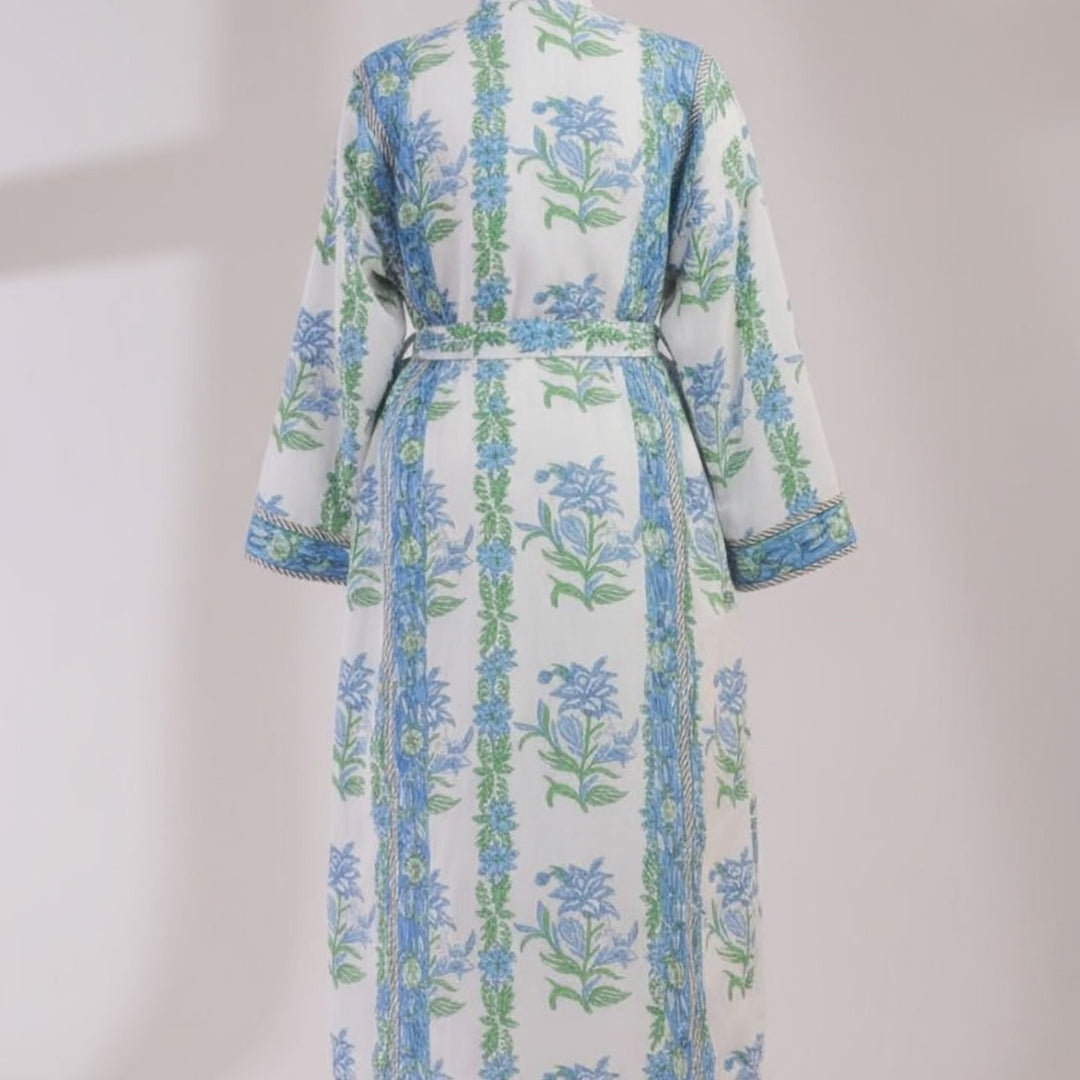 Shimla block-print, quilted reversible dressing gown