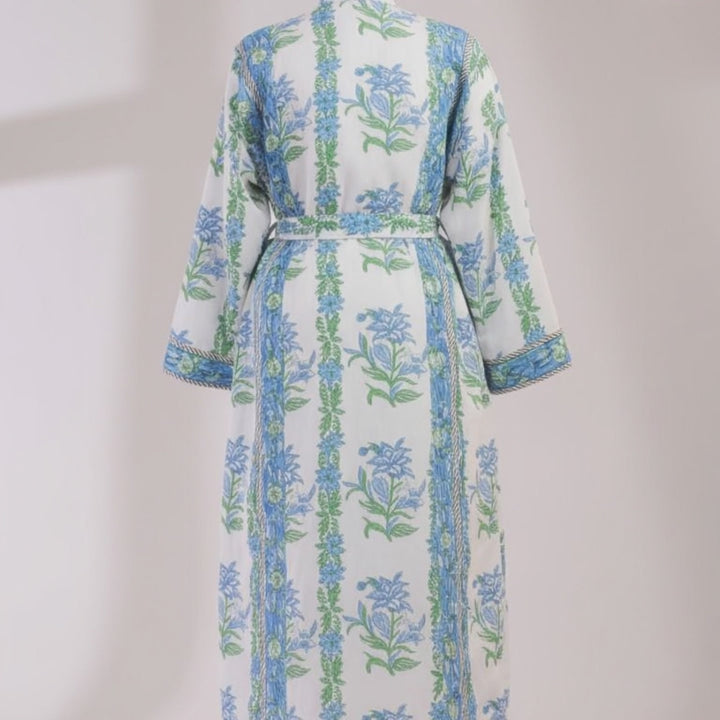 Shimla block-print, quilted reversible dressing gown