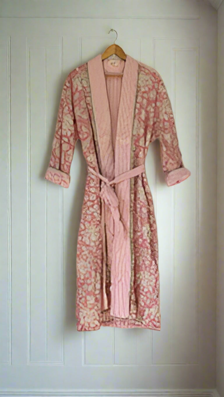 Pali block-print, quilted reversible robe